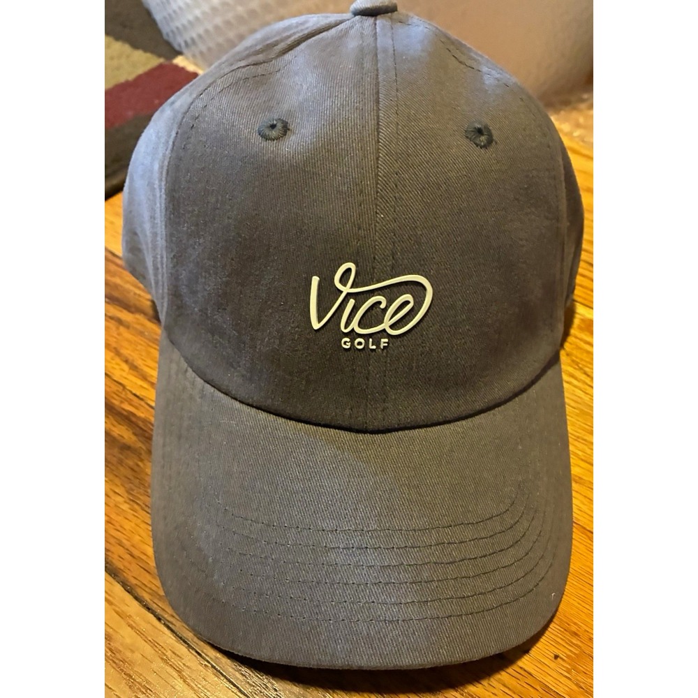 Vice Golf Adjustable Cotton Canvas Golf Hat Black/grey Embroidered Logo